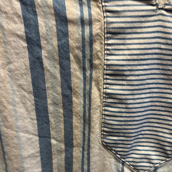 Talbots Blue and White Sleeveless Blouse with Mandarin Collar - Picture 3 of 4